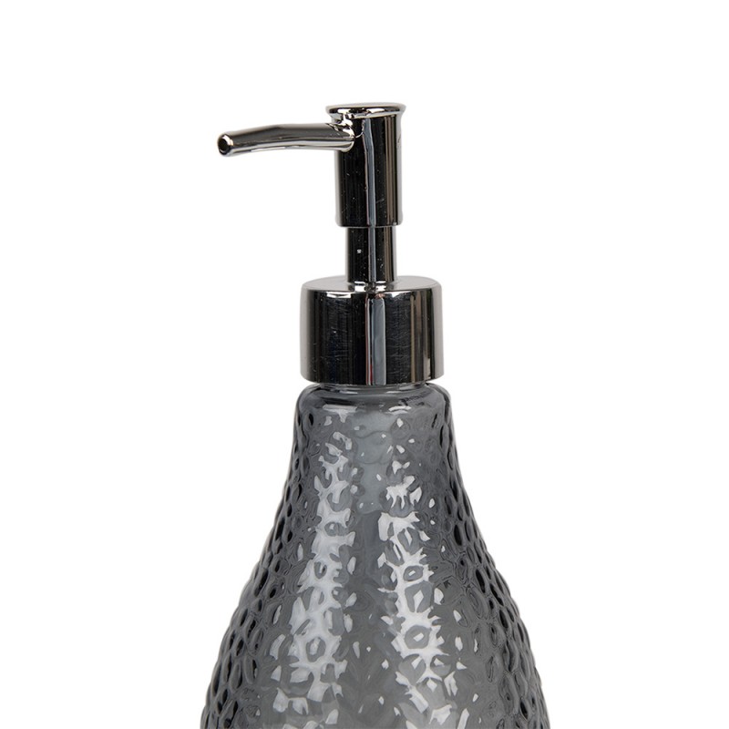 Clayre & Eef 6GL4900Z Zeepdispenser 400 Ml Zwart Glas Zeeppompje