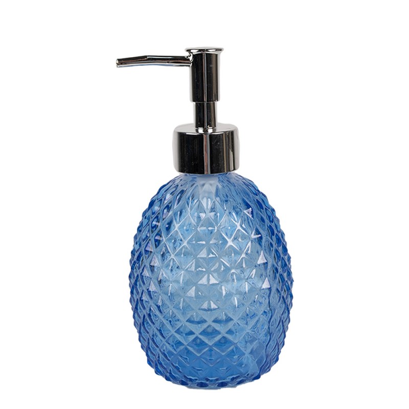 clayre & eef 6GL4904 Zeepdispenser 350 ml Blauw Glas Zeeppompje