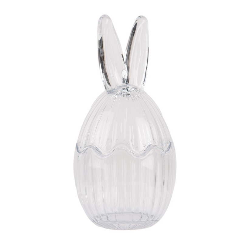 Clayre & Eef 6GL4914 Glazen Potje Ei Ø 8x17 Cm Transparant Glas