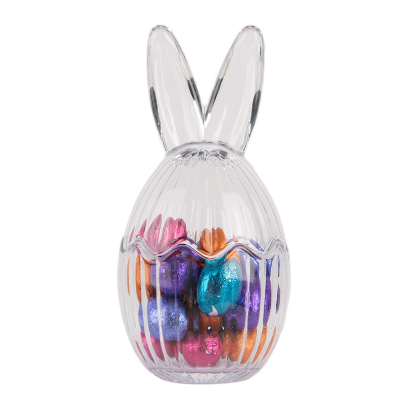 Clayre & Eef 6GL4914 Glazen Potje Ei Ø 8x17 Cm Transparant Glas