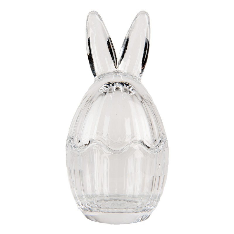 Clayre & Eef 6GL4915 Glazen Potje Ei Ø 6x11 Cm Transparant Glas