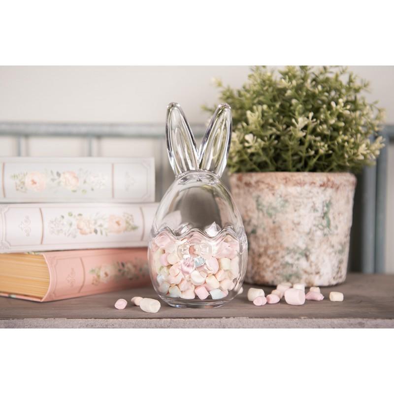 Clayre & Eef 6GL4916 Glazen Potje Ei Ø 9x17 Cm Transparant Glas