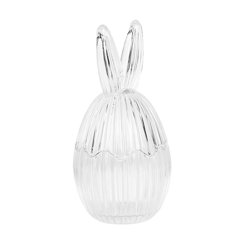 Clayre & Eef 6GL4917 Glazen Potje Ei Ø 9x17 Cm Transparant Glas