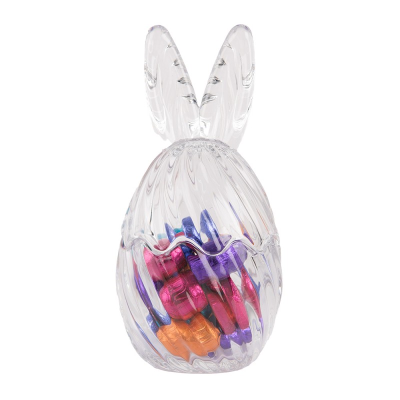 Clayre & Eef 6GL4918 Glazen Potje Ei Ø 9x17 Cm Transparant Glas