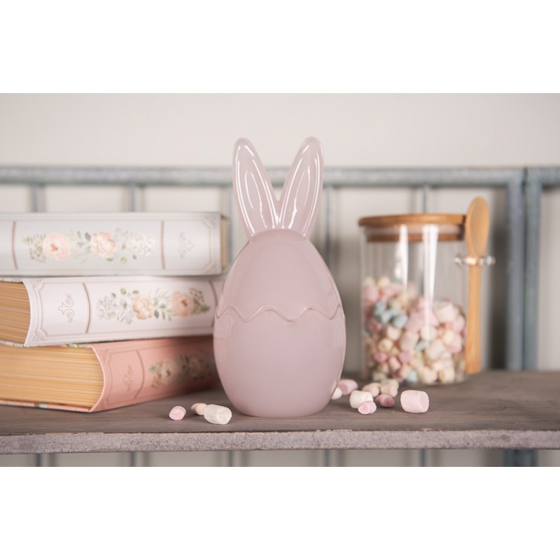 Clayre & Eef 6GL4919 Glazen Potje Ei Ø 9x17 Cm Roze Glas