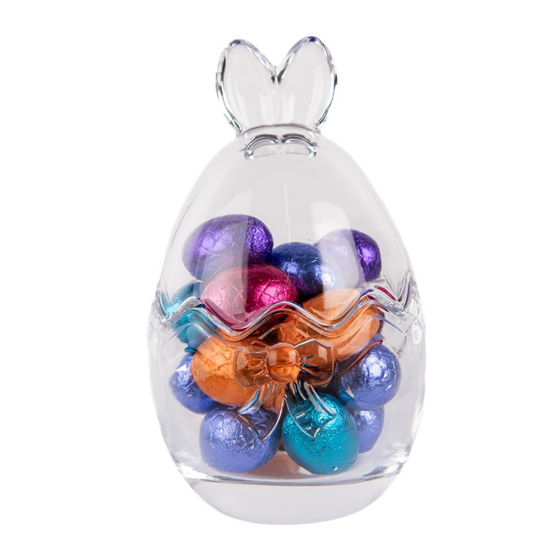 Clayre & Eef 6GL4922 Glazen Potje Ei Ø 8x14 Cm Transparant Glas