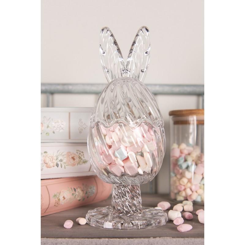 Clayre & Eef 6GL4926 Glazen Potje Ei Ø 9x22 Cm Transparant Glas