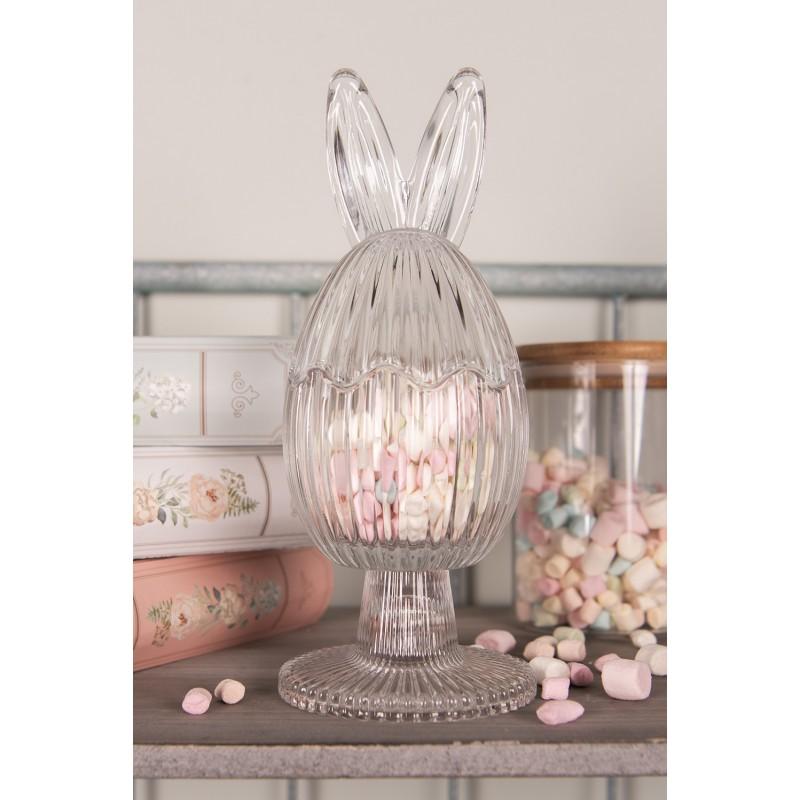 Clayre & Eef 6GL4927 Glazen Potje Ei Ø 9x22 Cm Transparant Glas