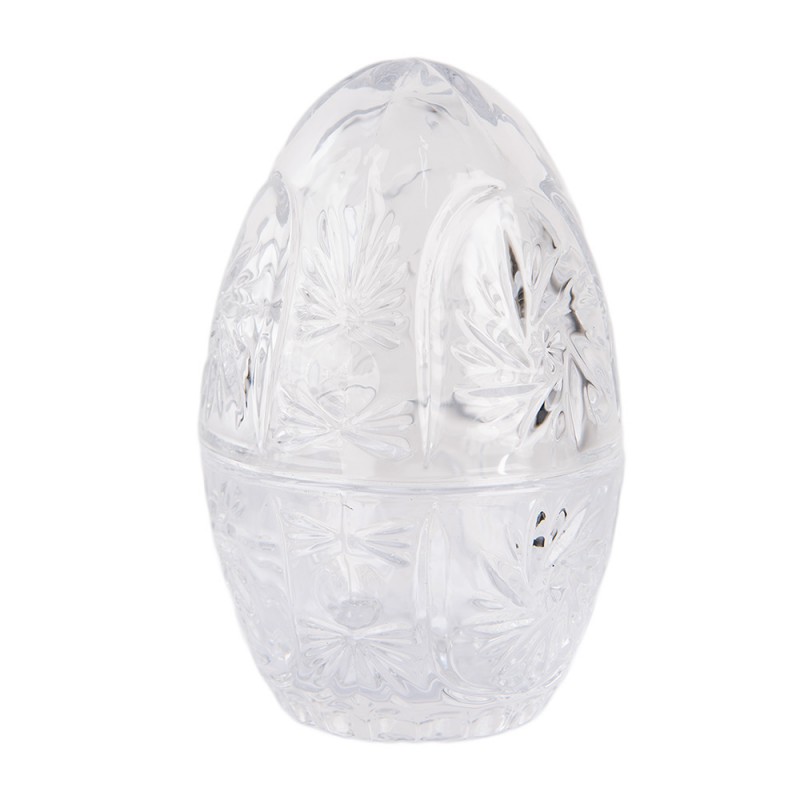 Clayre & Eef 6GL4928 Glazen Potje Ei Ø 8x12 Cm Transparant Glas