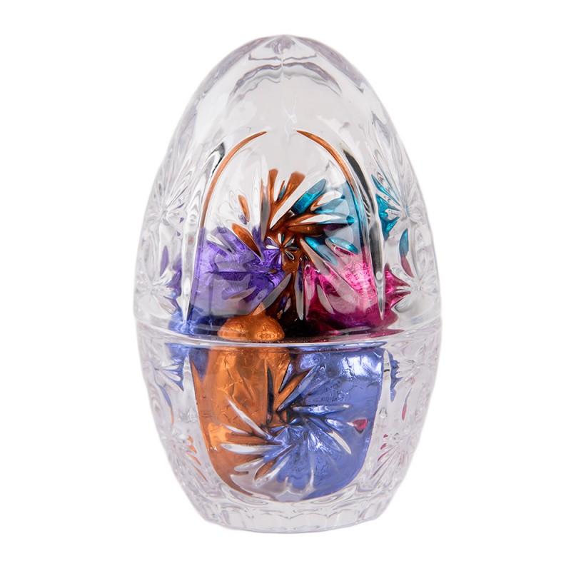 Clayre & Eef 6GL4928 Glazen Potje Ei Ø 8x12 Cm Transparant Glas