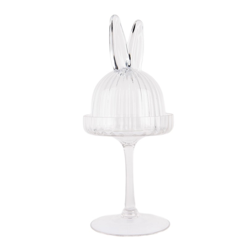 Clayre & Eef 6GL4929 Stolp Konijn Ø 12x29 Cm Transparant Glas