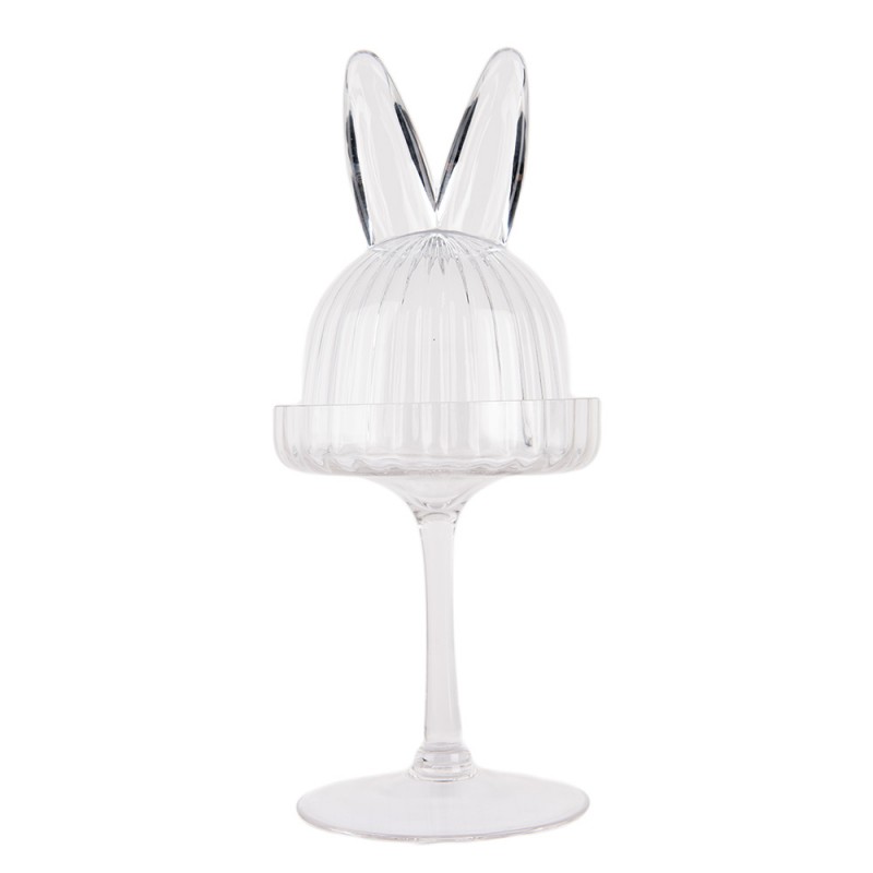 clayre & eef 6GL4929 Stolp Konijn Ø 12x29 cm Transparant Glas