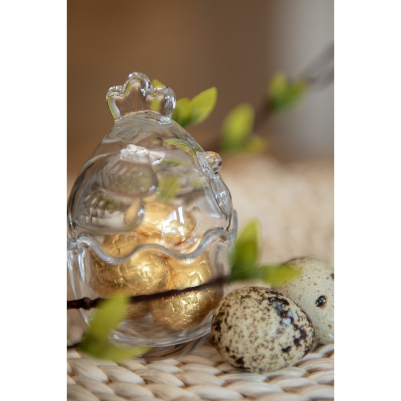 Clayre & Eef 6GL4943 Glazen Potje Kip Ø 6x9 Cm Transparant Glas