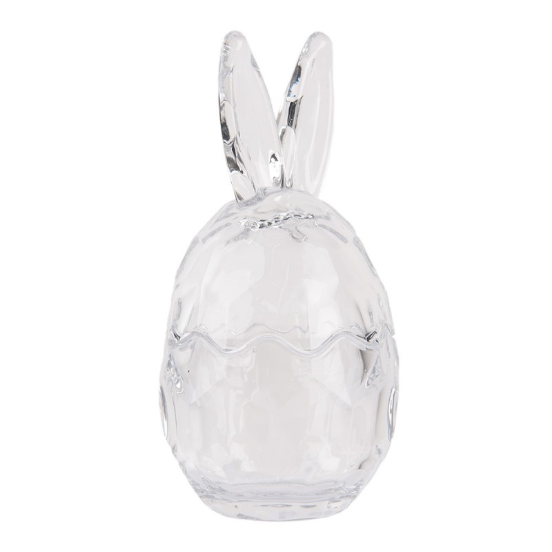 Clayre & Eef 6GL4944 Glazen Potje Ei Ø 9x17 Cm Transparant Glas