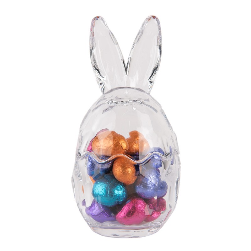 Clayre & Eef 6GL4944 Glazen Potje Ei Ø 9x17 Cm Transparant Glas