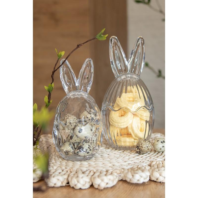 Clayre & Eef 6GL4944 Glazen Potje Ei Ø 9x17 Cm Transparant Glas