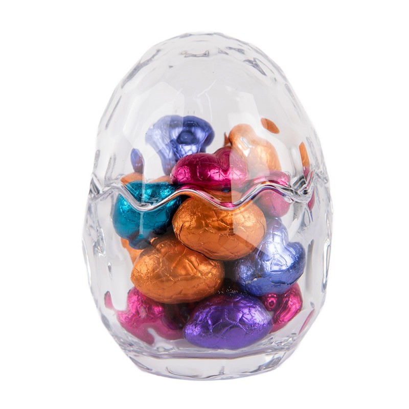 Clayre & Eef 6GL4945 Glazen Potje Ei Ø 9x12 Cm Transparant Glas