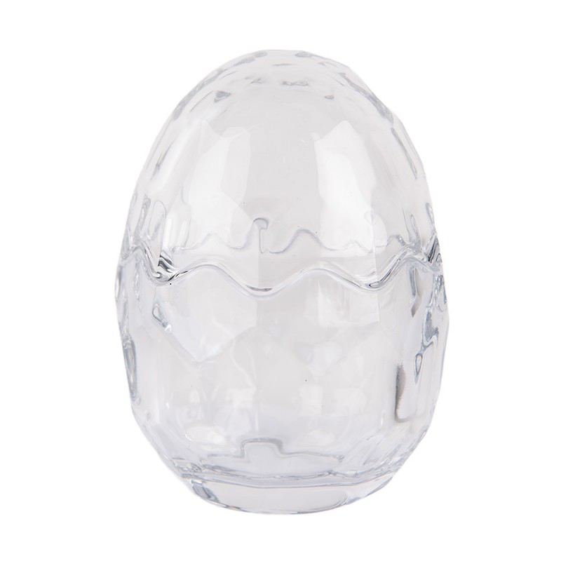 Clayre & Eef 6GL4945 Glazen Potje Ei Ø 9x12 Cm Transparant Glas