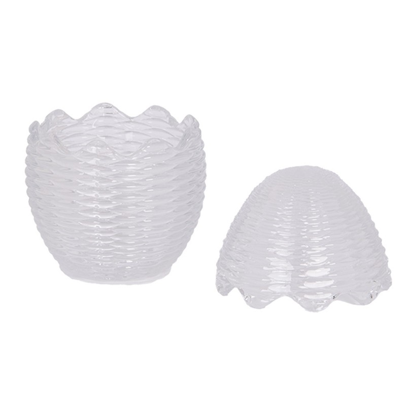 Clayre & Eef 6GL4946 Glazen Potje Ei Ø 8x12 Cm Transparant Glas