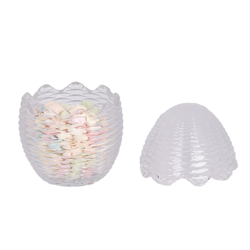 Clayre & Eef 6GL4946 Glazen Potje Ei Ø 8x12 Cm Transparant Glas