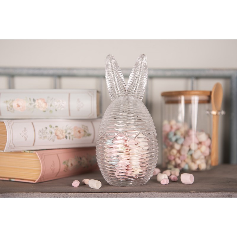 Clayre & Eef 6GL4947 Glazen Potje Ei Ø 8x17 Cm Transparant Glas