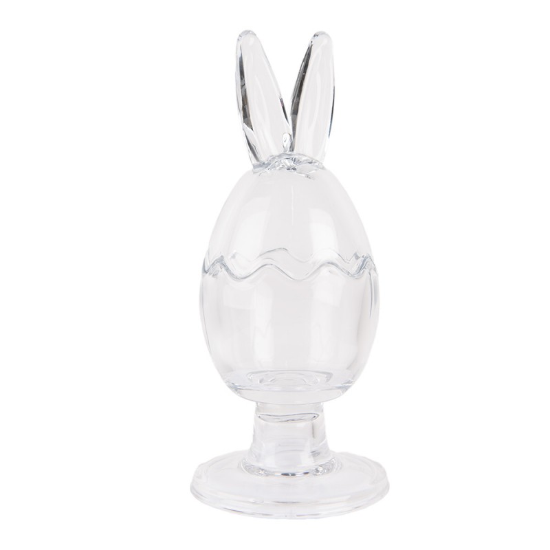 Clayre & Eef 6GL4948 Glazen Potje Ei Ø 9x22 Cm Transparant Glas