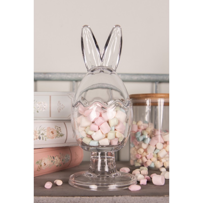 Clayre & Eef 6GL4948 Glazen Potje Ei Ø 9x22 Cm Transparant Glas