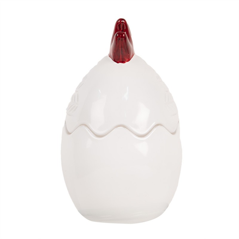 Clayre & Eef 6GL4992 Glazen Potje Kip Ø 8x14 Cm Wit Glas