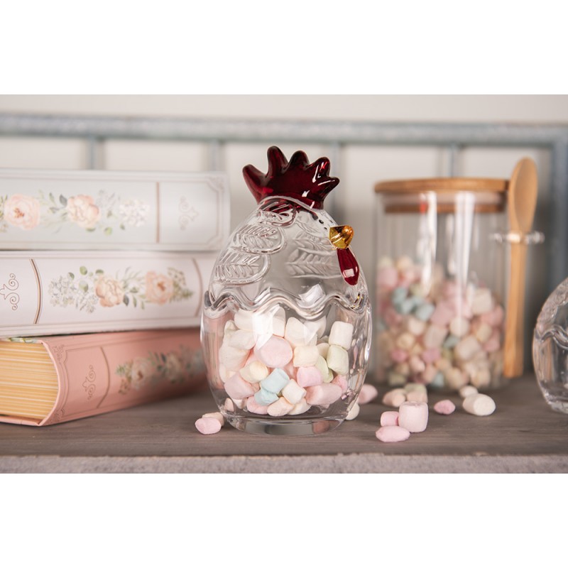 Clayre & Eef 6GL4995 Glazen Potje Kip Ø 8x14 Cm Transparant Glas