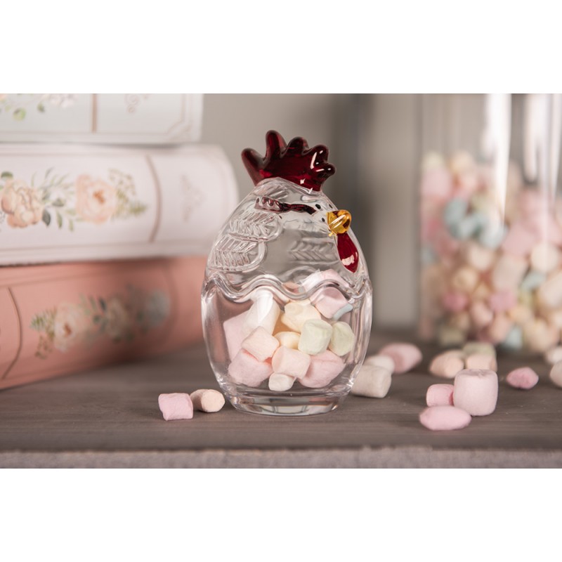 Clayre & Eef 6GL4996 Glazen Potje Kip Ø 6x9 Cm Transparant Glas