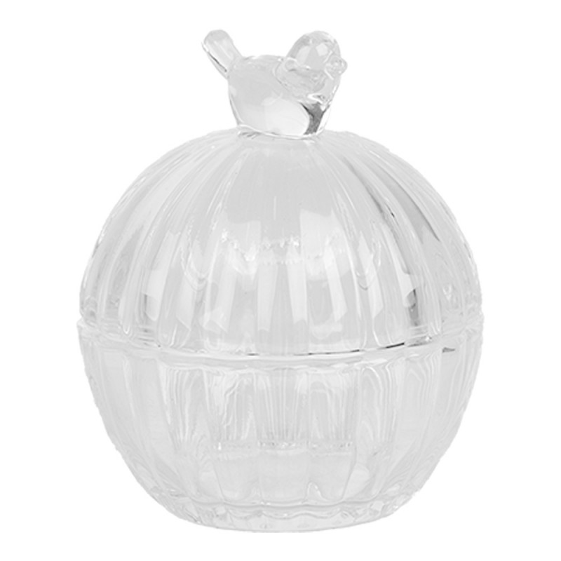 Clayre & Eef 6GL4998 Voorraadpot Ø 8x10 Cm Transparant Glas Vogel