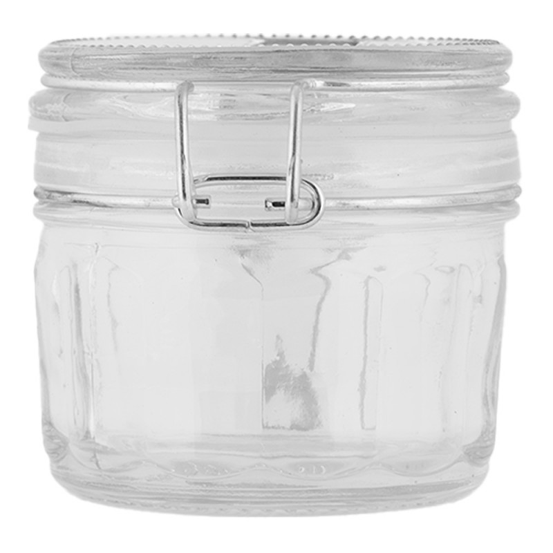 Clayre & Eef 6GL5034 Voorraadpot Deksel 10x7x6 Cm Transparant Glas