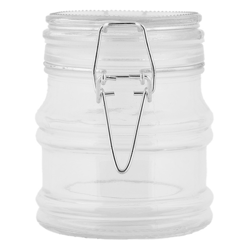 Clayre & Eef 6GL5035 Voorraadpot Deksel 9x8x9 Cm Transparant Glas