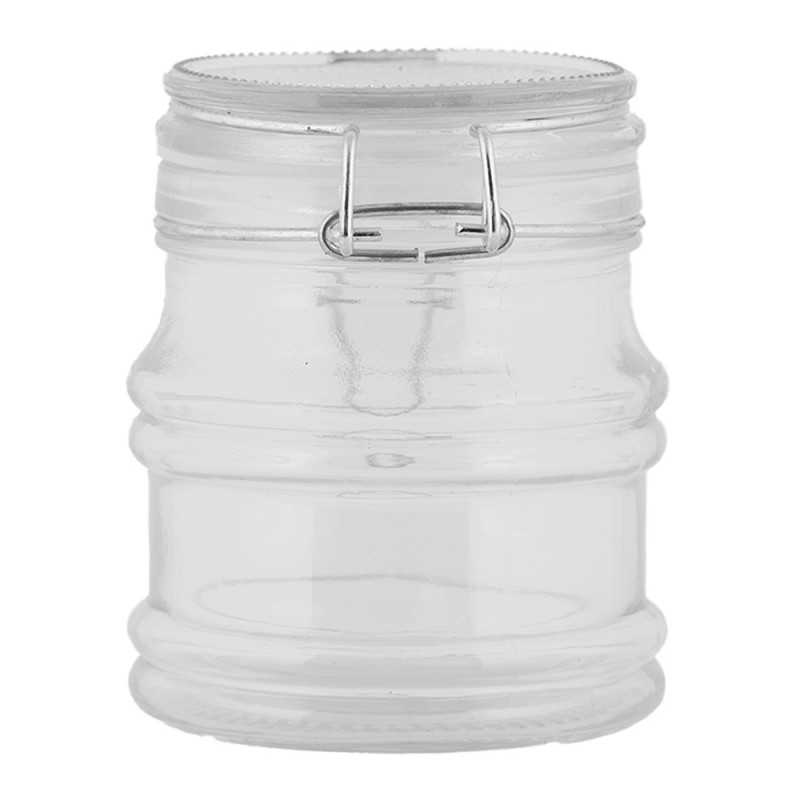 Clayre & Eef 6GL5035 Voorraadpot Deksel 9x8x9 Cm Transparant Glas