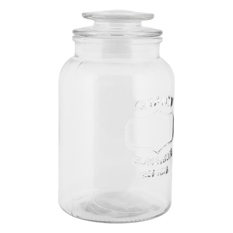 Clayre & Eef 6GL5052 Voorraadpot Deksel Ø 12x21 Cm Transparant Glas