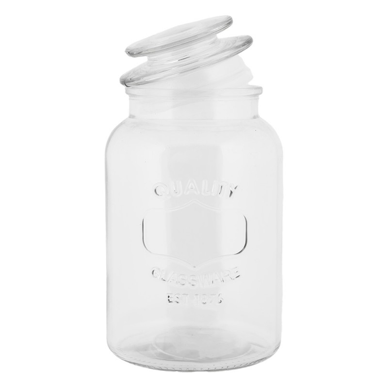Clayre & Eef 6GL5052 Voorraadpot Deksel Ø 12x21 Cm Transparant Glas