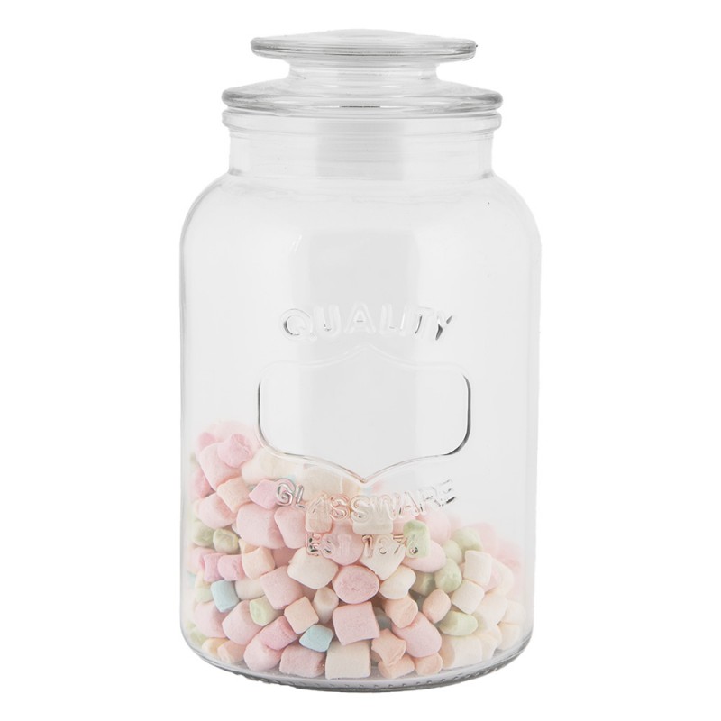 Clayre & Eef 6GL5052 Voorraadpot Deksel Ø 12x21 Cm Transparant Glas