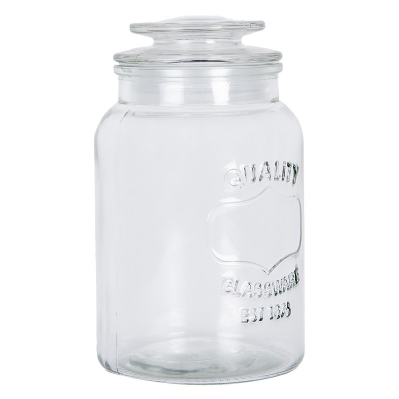 Clayre & Eef 6GL5053 Voorraadpot Deksel Ø 11x19 Cm Transparant Glas