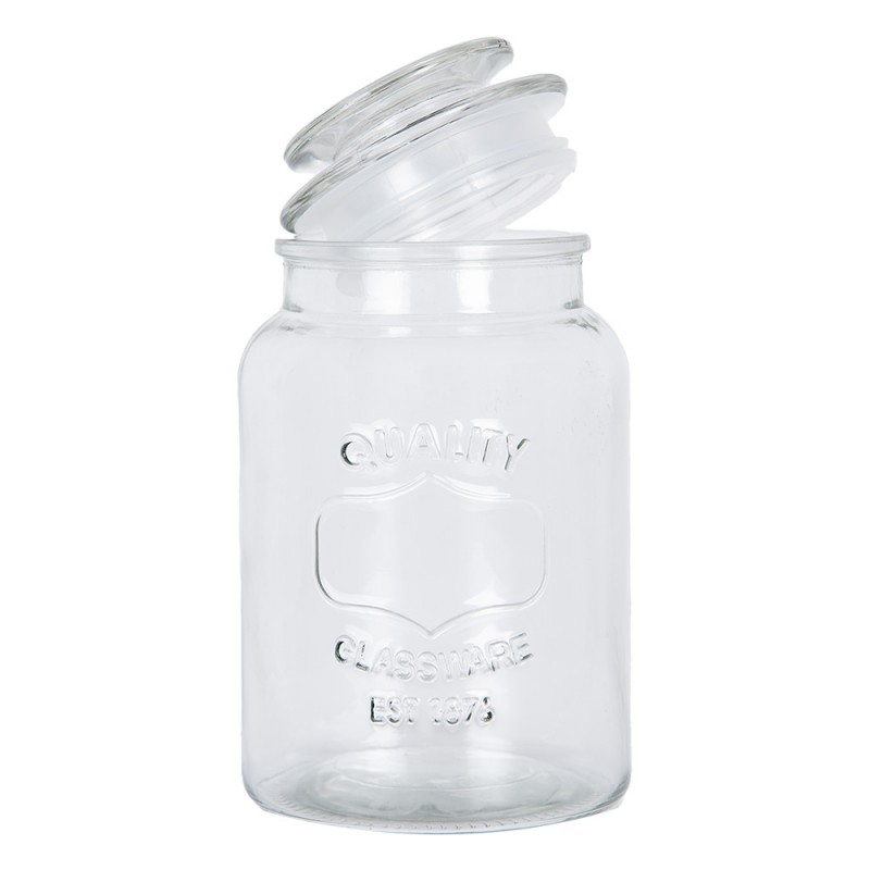 Clayre & Eef 6GL5053 Voorraadpot Deksel Ø 11x19 Cm Transparant Glas