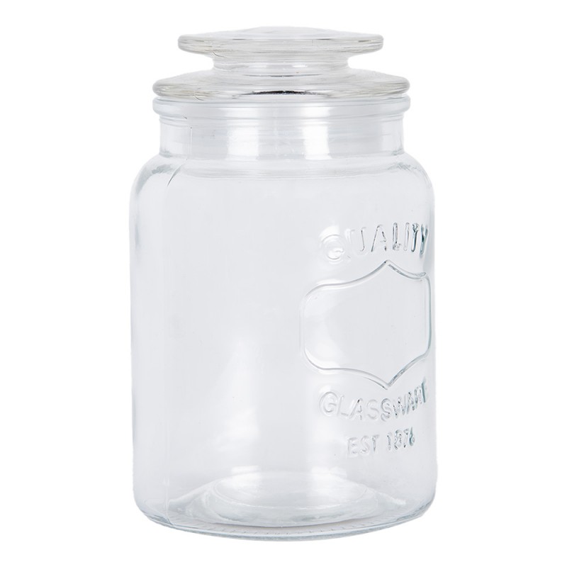 Clayre & Eef 6GL5054 Voorraadpot Ø 11x18 Cm Transparant Glas