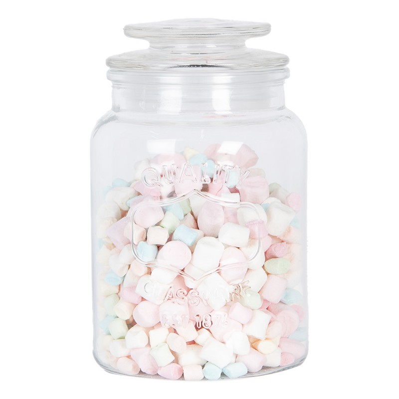 Clayre & Eef 6GL5054 Voorraadpot Ø 11x18 Cm Transparant Glas