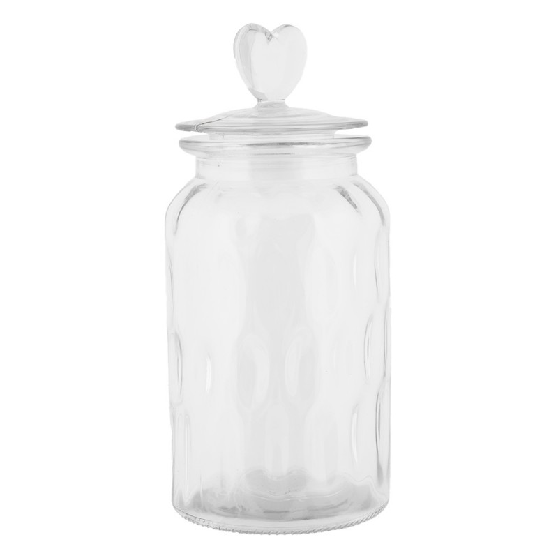 Clayre & Eef 6GL5055 Voorraadpot Deksel Ø 11x24 Cm Transparant Glas