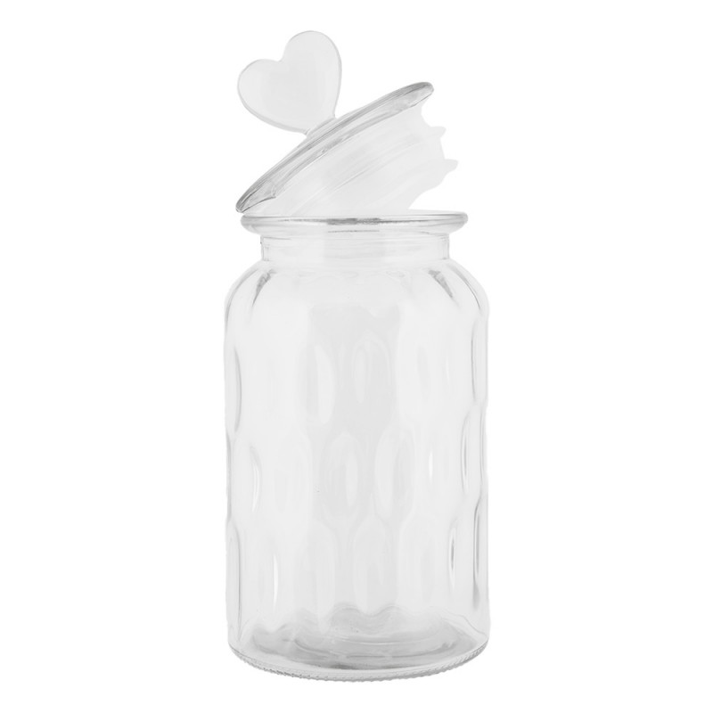 Clayre & Eef 6GL5055 Voorraadpot Deksel Ø 11x24 Cm Transparant Glas