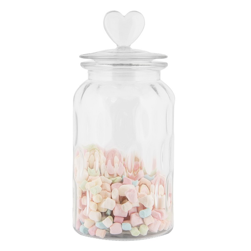 Clayre & Eef 6GL5055 Voorraadpot Deksel Ø 11x24 Cm Transparant Glas