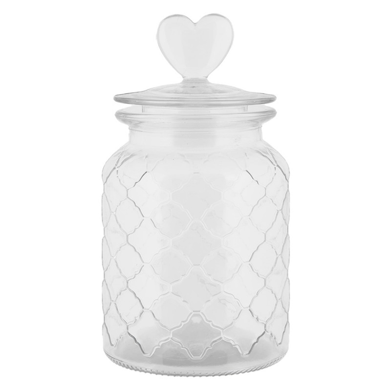 clayre & eef 6GL5056 Voorraadpot Deksel Ø 11x20 cm Transparant Glas Hart