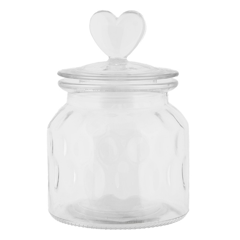 clayre & eef 6GL5057 Voorraadpot Deksel Ø 11x16 cm Transparant Glas Hart