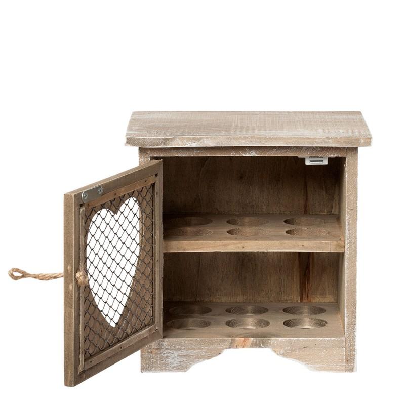 Clayre & Eef 6H1393 Eierkastje 19x14x19 Cm Bruin Hout Hart Eierhouder