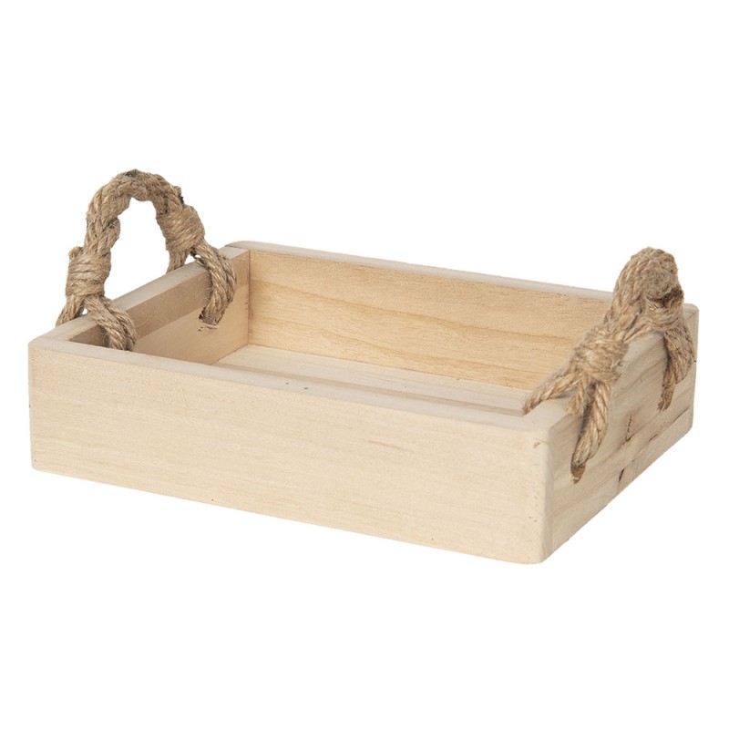 Clayre & Eef 6H1761 Decoratie Dienblad 26x20x6 Cm Bruin Hout Rechthoek Serveerschaal