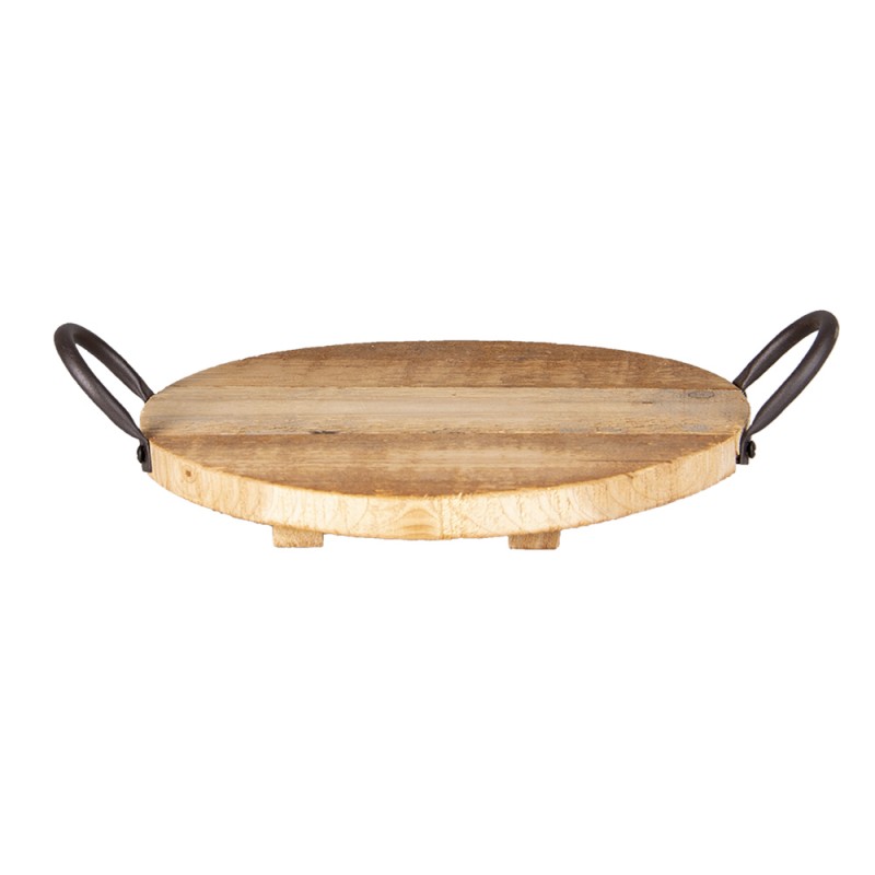 clayre & eef 6H2046 Dienblad Ø 26x2 cm Bruin Hout Rond