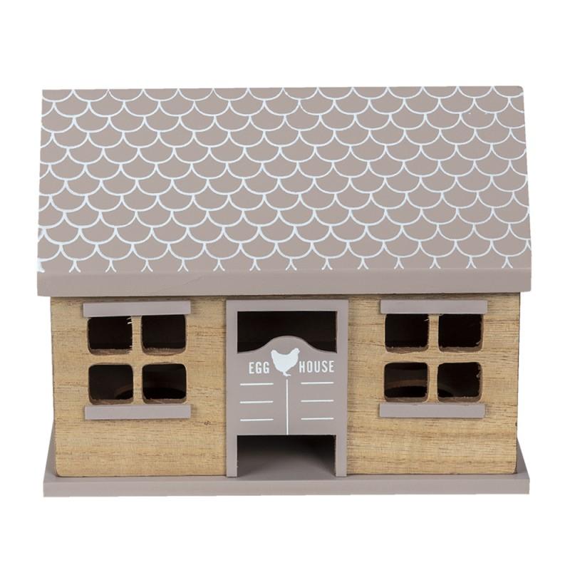 clayre & eef 6H2068 Eierkastje Huis 23x13x18 cm Bruin Hout Eierhouder